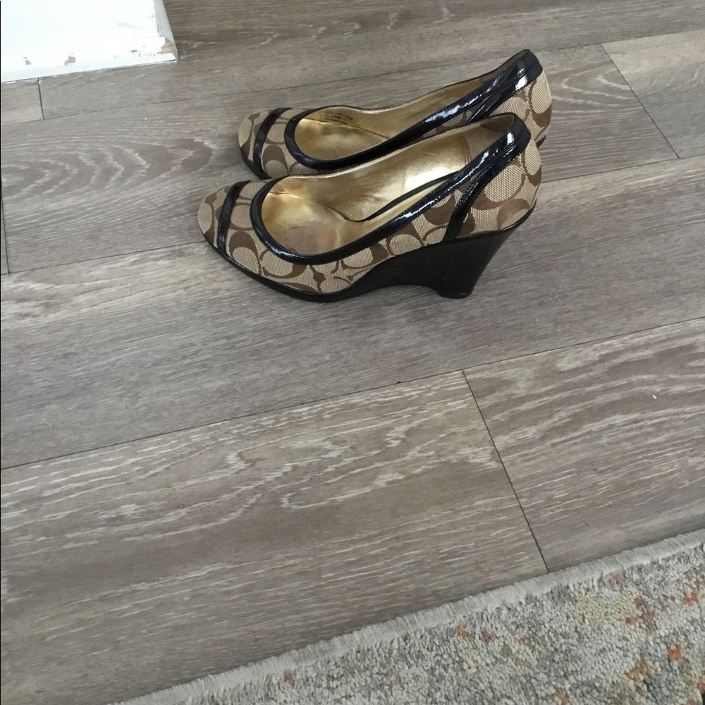coach Brown Wedge Shoes Size 7.5B $40 - Picture 6 of 13